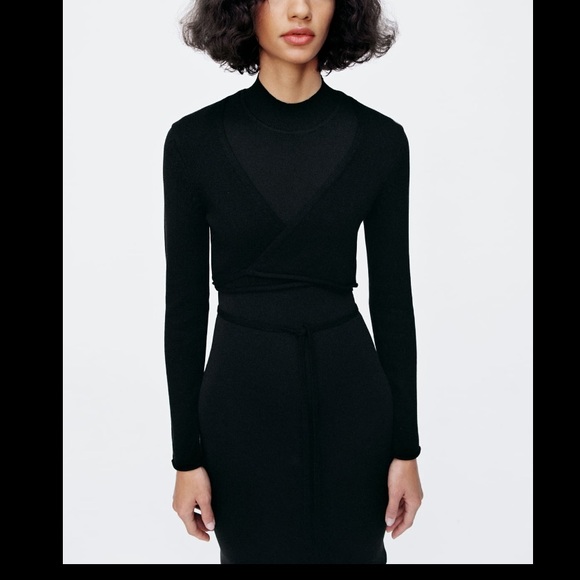 Zara V neck wrap knit long sleeves top blazer - Picture 5 of 8